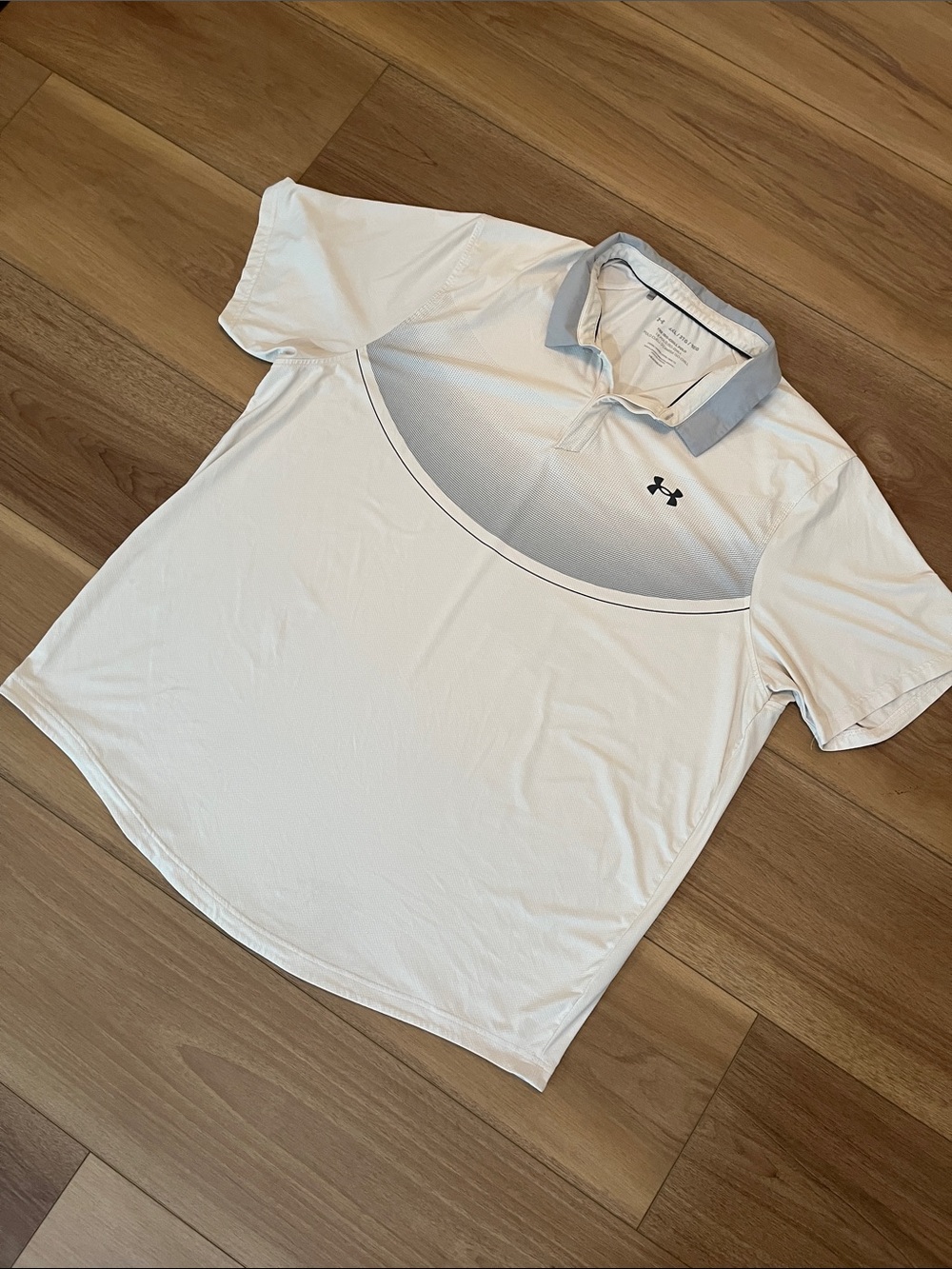 Under Armour White Short-Sleeve Polo with Light Gray Collar